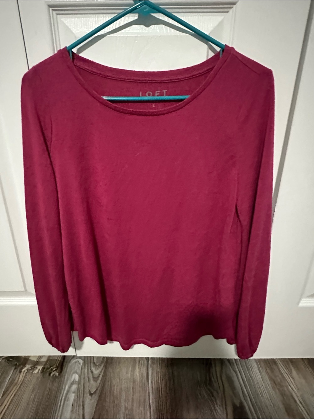LOFT Long Sleeve Crewneck Top - Deep Berry